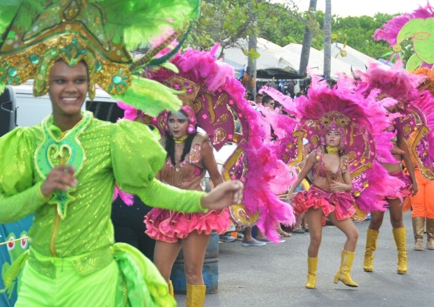 Comparsa street dance in Costa Rica, enlarged