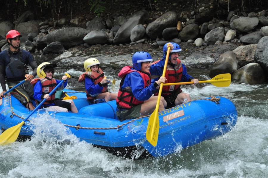 Serendipity Costa Rica river float with young child